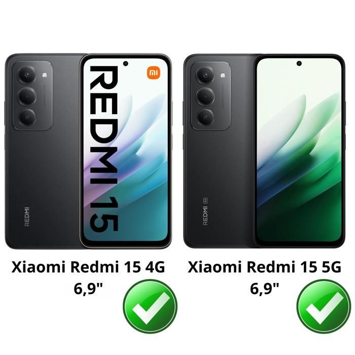 Capa - PHONILLICO - Xiaomi Redmi 15 - Carteira Preta - Fecho Magnético - Compartimentos para Cartões