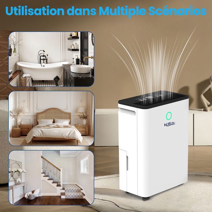 Electric Air Dehumidifier 12L/Day, 3 Modes - Auto/Continuous/Custom, 5 to 20m² Bedroom/Office, 2.5L Tank, 240W