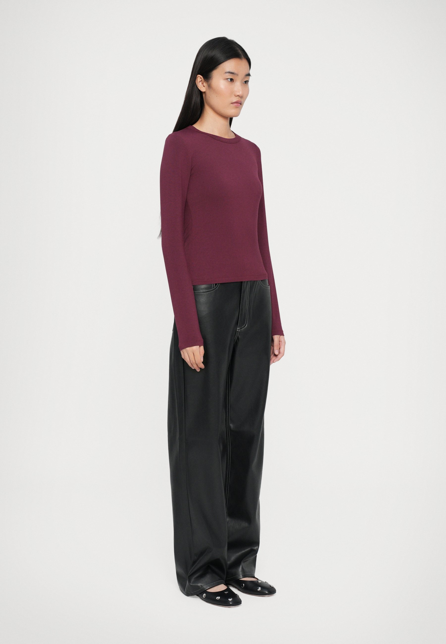 Rag & Bone LUCA SLIM - Top met lange mouwen - wijnrood