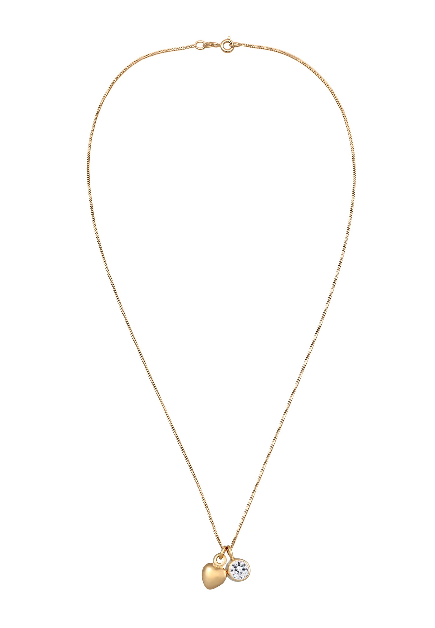 Elli Femmes pendentif cœur solitaire amour avec cristaux en argent sterling 925 plaqué or