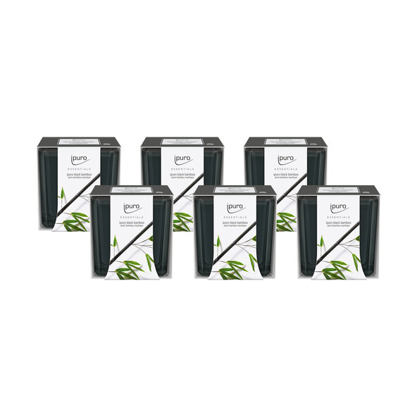 Duftkerze ESSENTIALS black bamboo, 6er Set