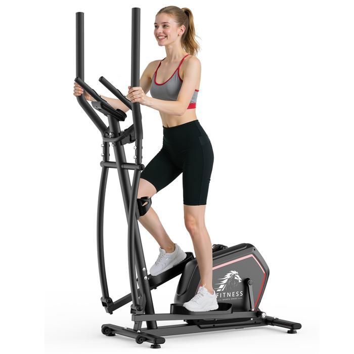Vélo elliptique, Volant d'inertie 10 kg, 16 niveaux de résistance réglables, Charge max 150kg, Capteurs de Pouls