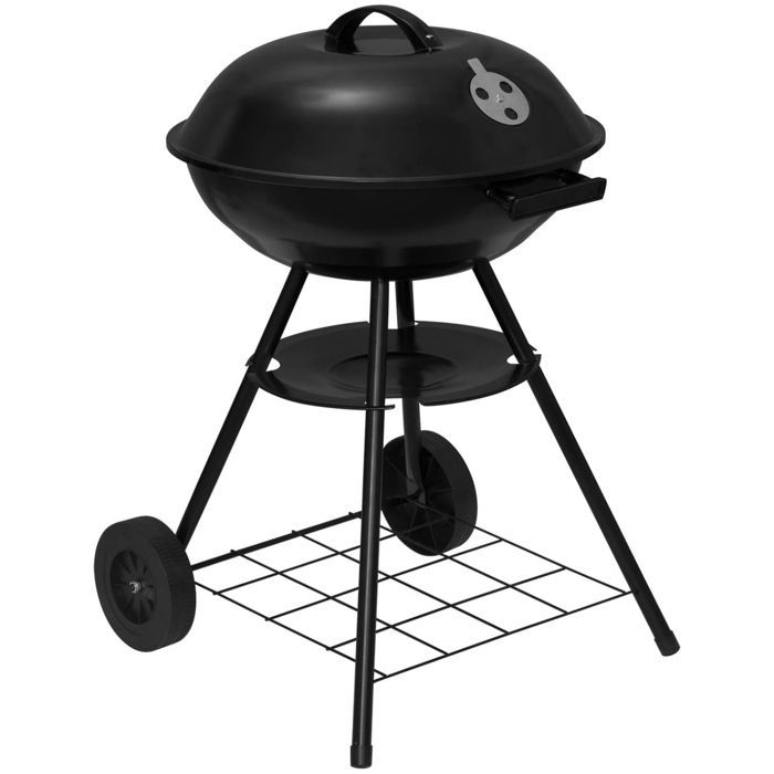 Barbecue a carbone WOLTU, griglia con ruote, 44x73 cm, per giardino o campeggio, nero