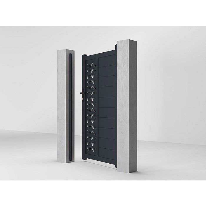 GREGOR semi-solid aluminum swing gate with pattern, 103 x 180 cm, anthracite