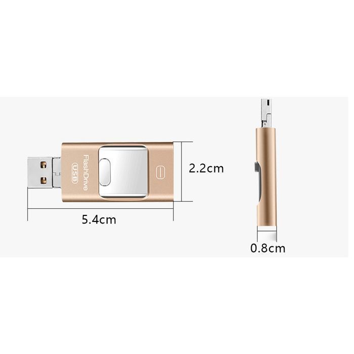 Clé USB 4 en 1 - NAMOTU - 128 Go - Type-C, USB, Lightning - Or rose - Compacte et portable