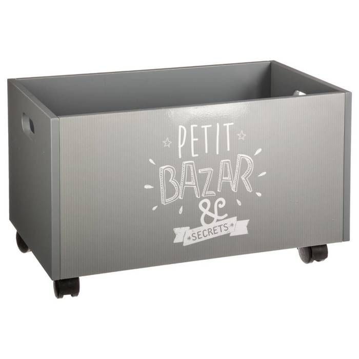 Baúl de juguetes gris con ruedas de 48x28 cm - Atmosphera Interior Designer