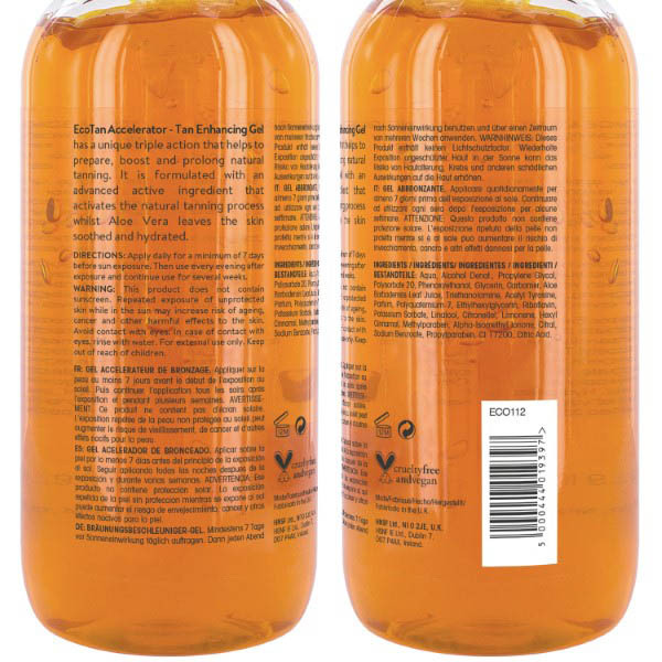EcoTan Accelerator Tan Enhancing Gel met Aloë Vera 500ml