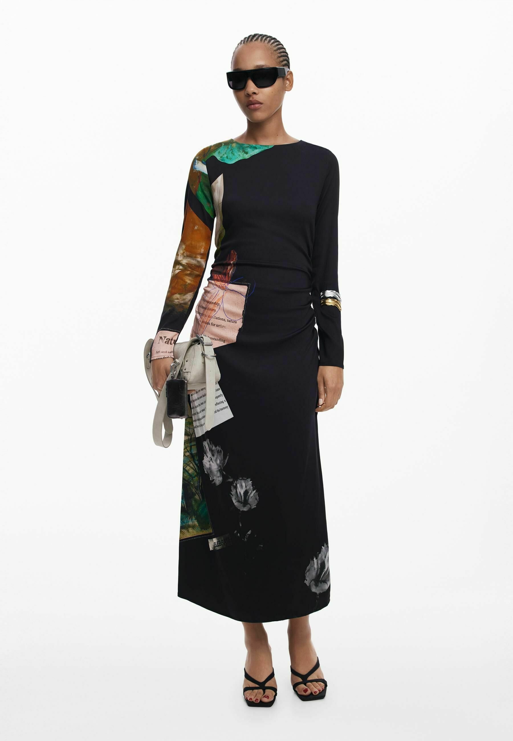 Desigual COLLAGE ASYMMETRISCH - Maxi-jurk - zwart