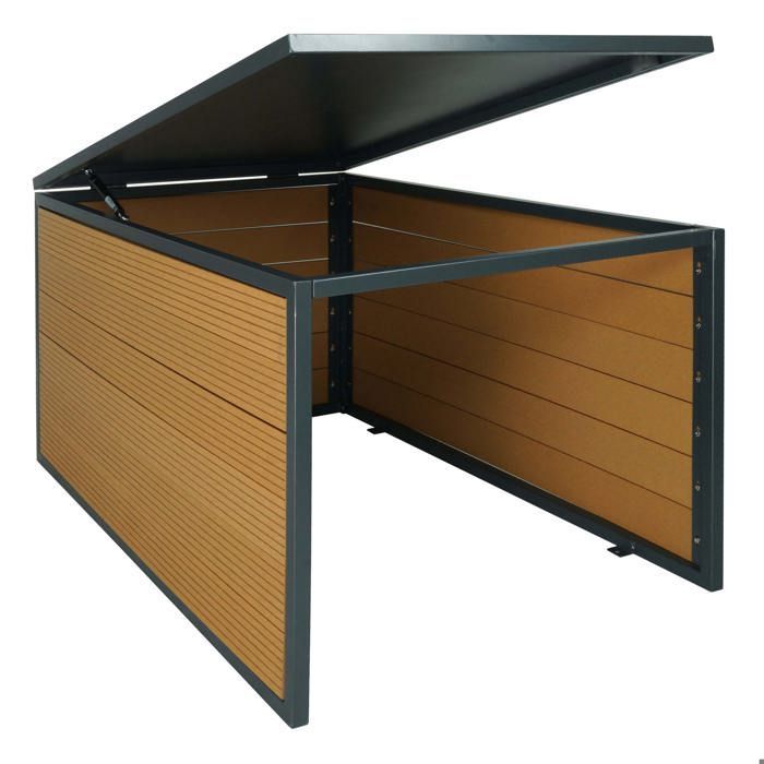 Garagem XL para cortador de relva robótico com tampa – Estrutura em WPC e metal 43 x 70 x 90 cm – Acabamento em carvalho 04_0006942