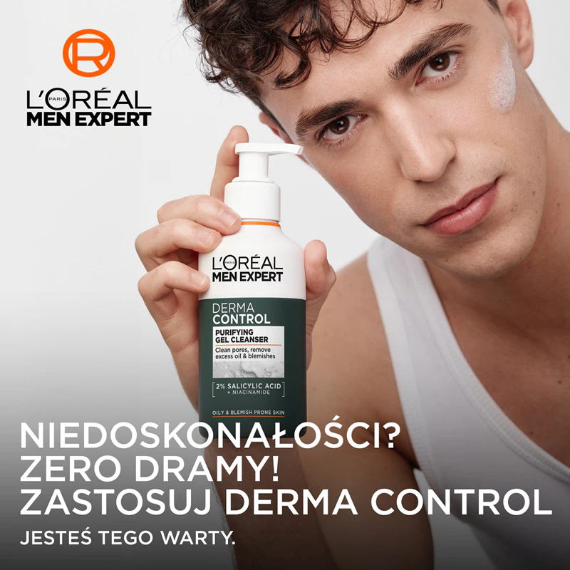 L'Oréal Paris Men Expert Derma Control čistiaci gél s niacínamidom