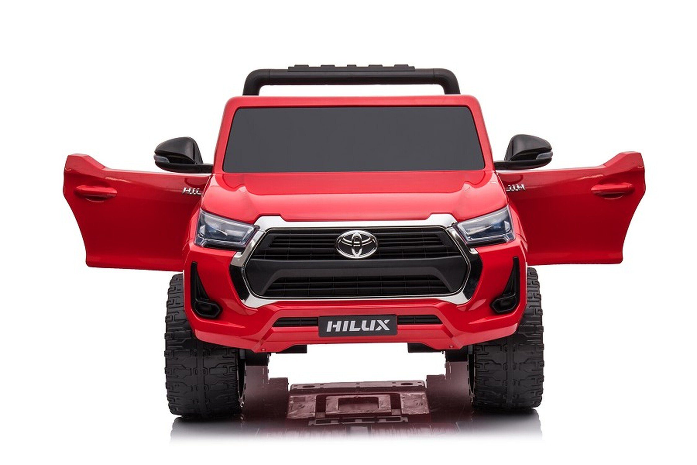 TPFLiving Elektro-Kinderauto Toyota Hilux – Motor: 4 x 12 V – Batterie: 1 x 12 Volt/14 Ah, Zuladung 40 kg, Kinderauto – Elektroauto mit Ledersitz und Sicherheitsgurt
