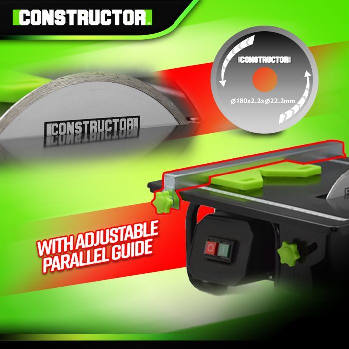 Mesa de corte para azulejos - CONSTRUCTOR - 600W - Lâmina de 180mm - Profundidade de corte de 30mm - Inclinação de 45°