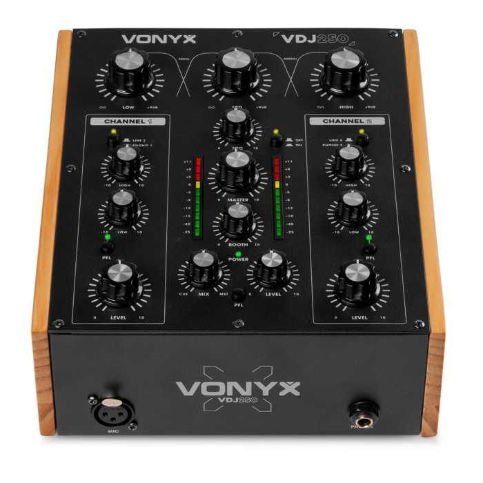 Vonyx VDJ250 - Table de Mixage DJ Rotative 2 Canaux avec EQ 2 Bandes