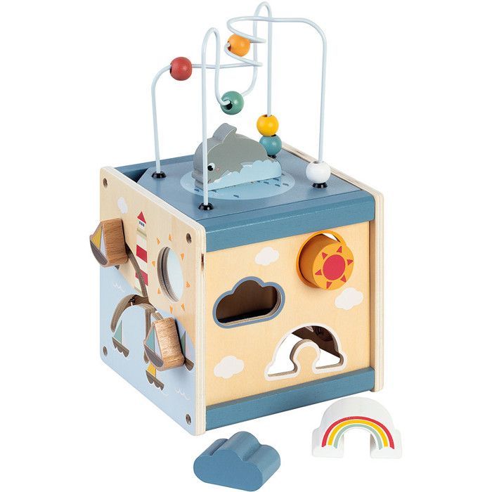 Wooden Activity Cube - WIDYKA - Ocean - 16 x 16.5 x 18 cm - Unisex - Ages 18 months and up