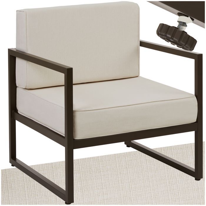 Sillón de jardín - TECTAKE - Silla COMOSA para uso exterior, acolchado XXL, estructura de acero - Beige