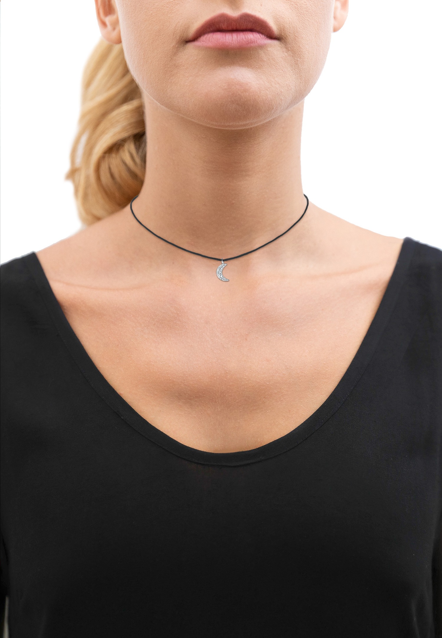 Elli Femmes choker demi-lune avec cristaux en argent sterling 925