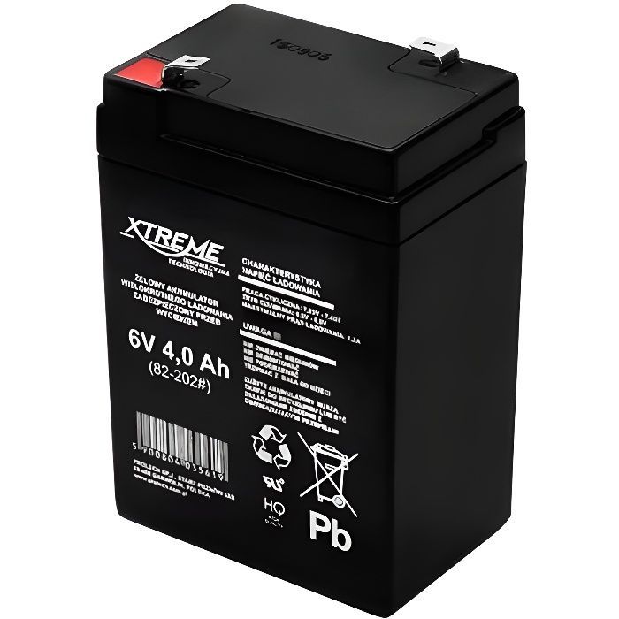 6V 4Ah Xtreme Gel Battery - Black - ALARM POWER SUPPLY/ALARM BATTERY