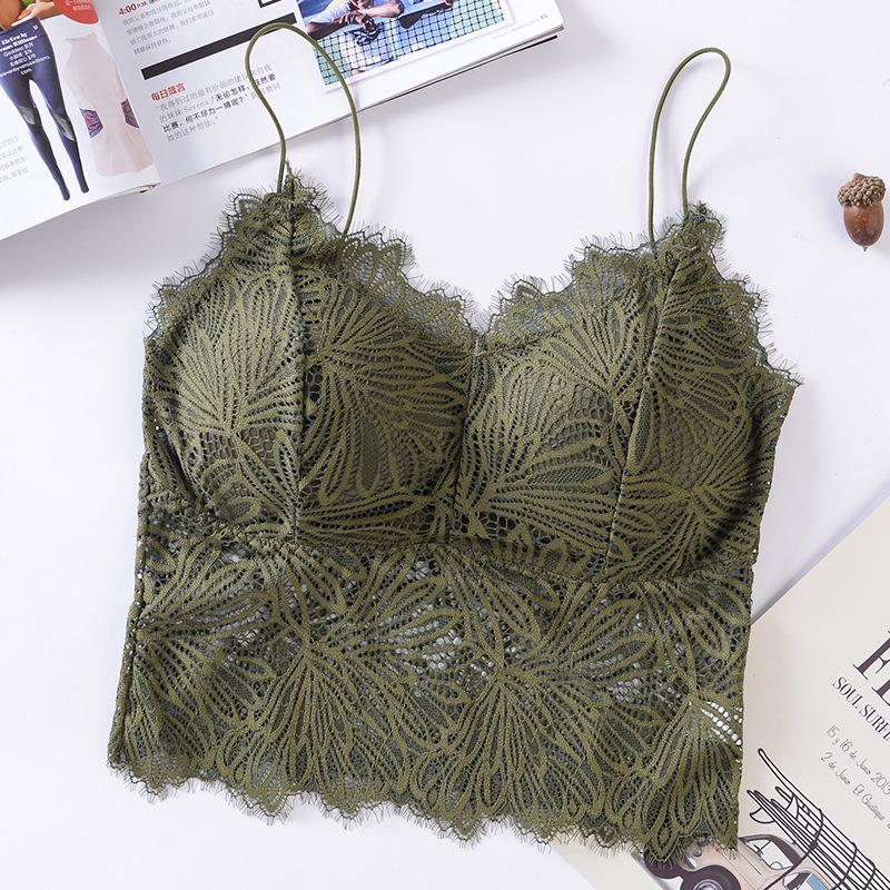 Reggiseno senza ferretto nero a coppa intera, intimo femminile senza imbottitura, reggiseno senza ferretto, reggiseno sexy con pizzo floreale, reggiseno da donna