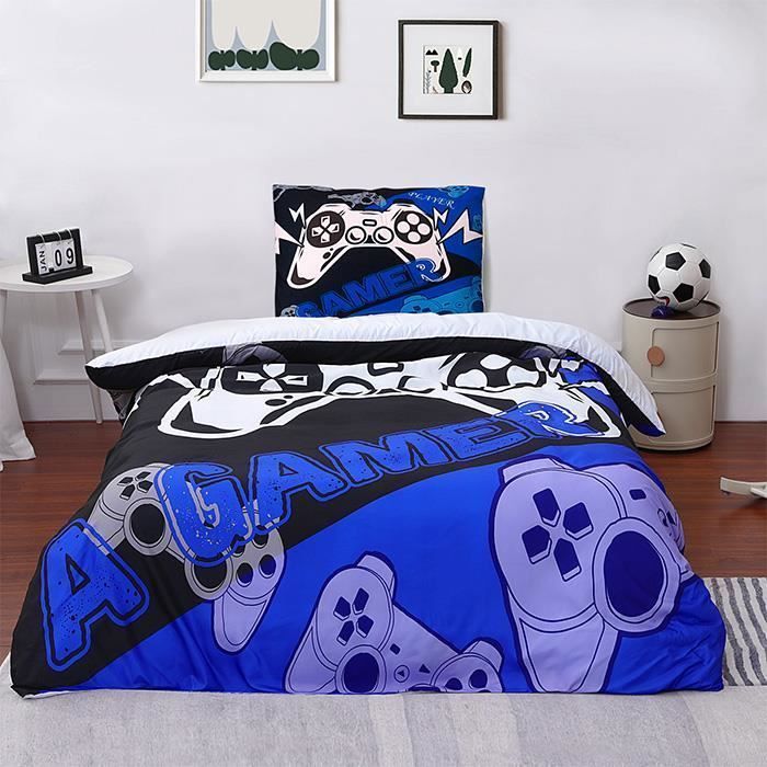 140x200 cm Duvet Cover for Boys, Children's Bedding Set with Gamer Controller Print, 1 Pillowcase 50x75 cm