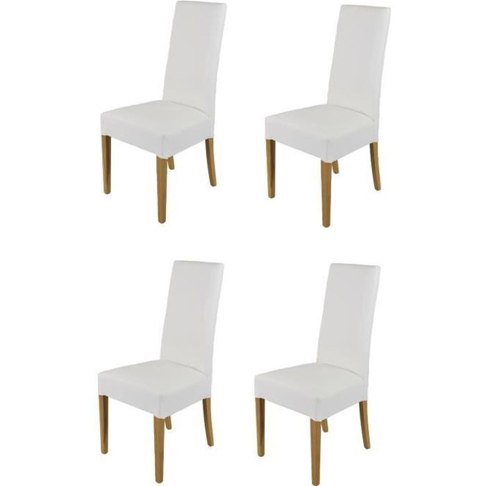 Tommychairs - Set of 4 LUISA chairs, sturdy frame in oak-painted beech wood, seat and back in white artificial leather