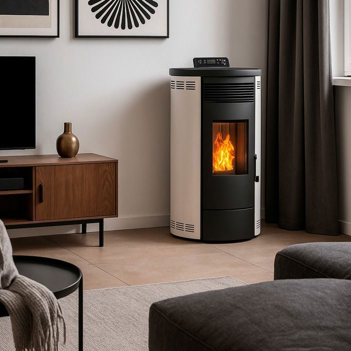 Flavia 9.5 kW Sealed Pellet Stove, White, Sannover