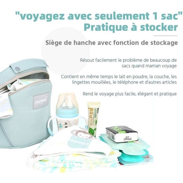 Portabebés ergonómico con capucha extraíble, cómodo, transpirable y ajustable, de algodón - Azul - 0-36 meses