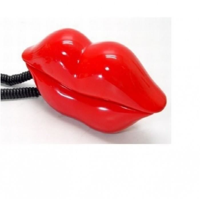 Téléphone Filaire - Marilyn Monroe - Modèle Lèvres - Couleur Rouge - Technologie ADSL - Design Unique