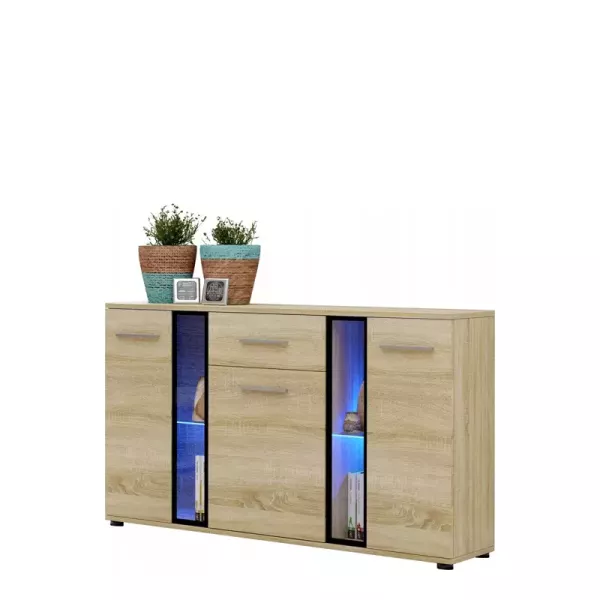 Szeroka komoda 140 cm dąb sonoma CUBE
