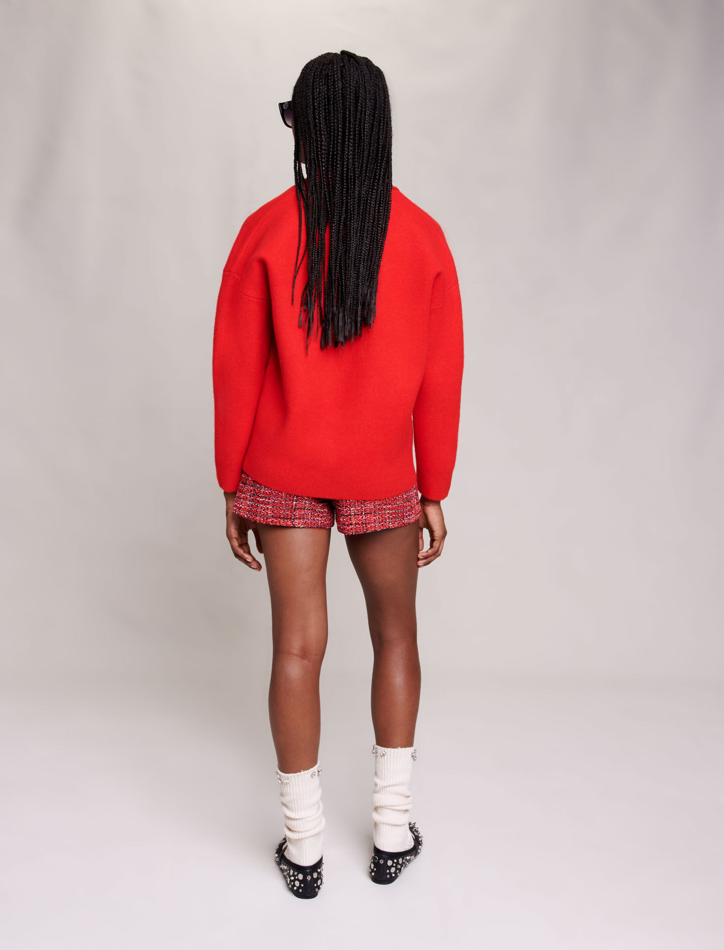 Gebreid vest-Rouge coquelicot