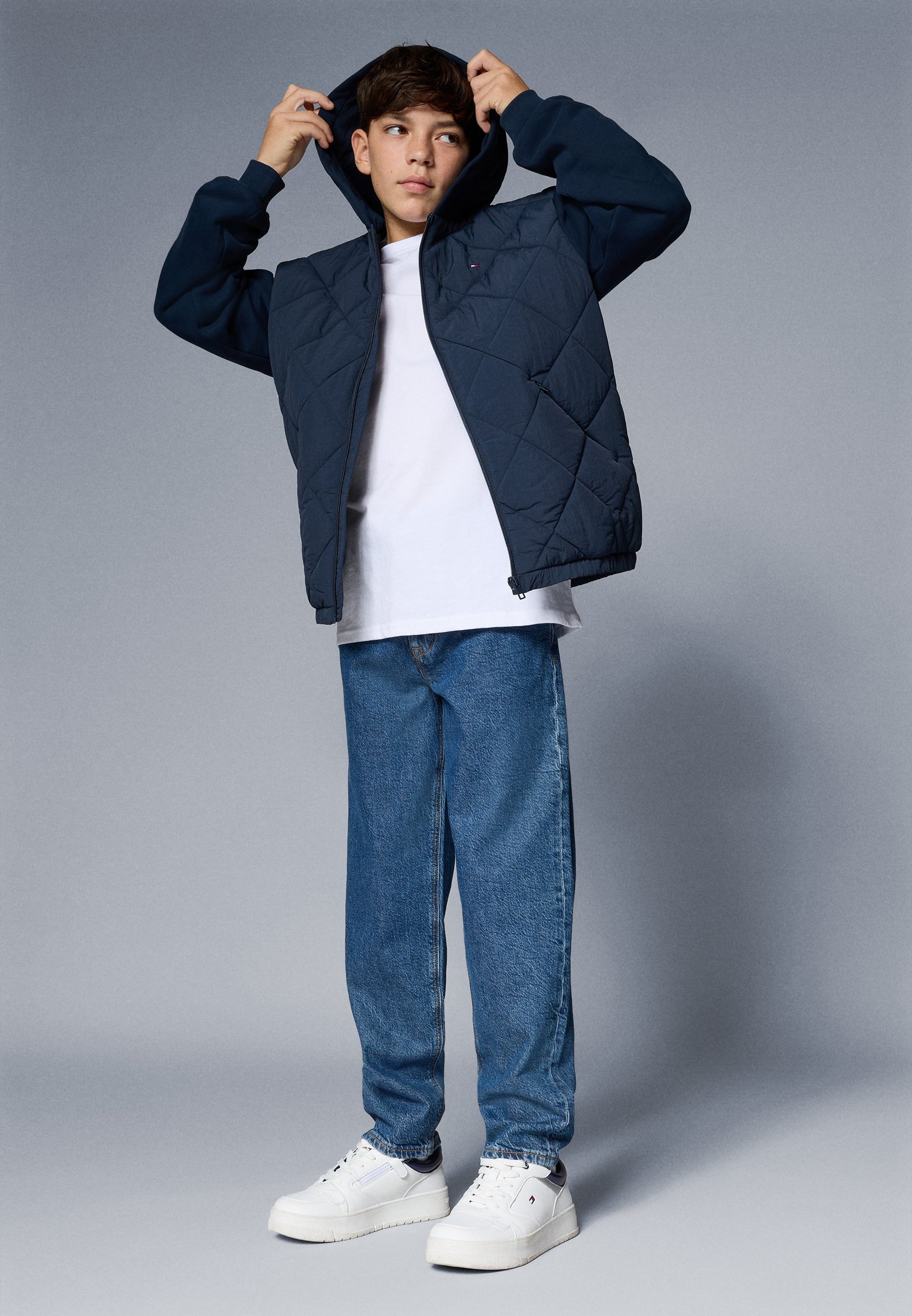 Tommy Hilfiger MIX MEDIA GEWATTEERDE JAS - Lichte jas - donker nachtblauw