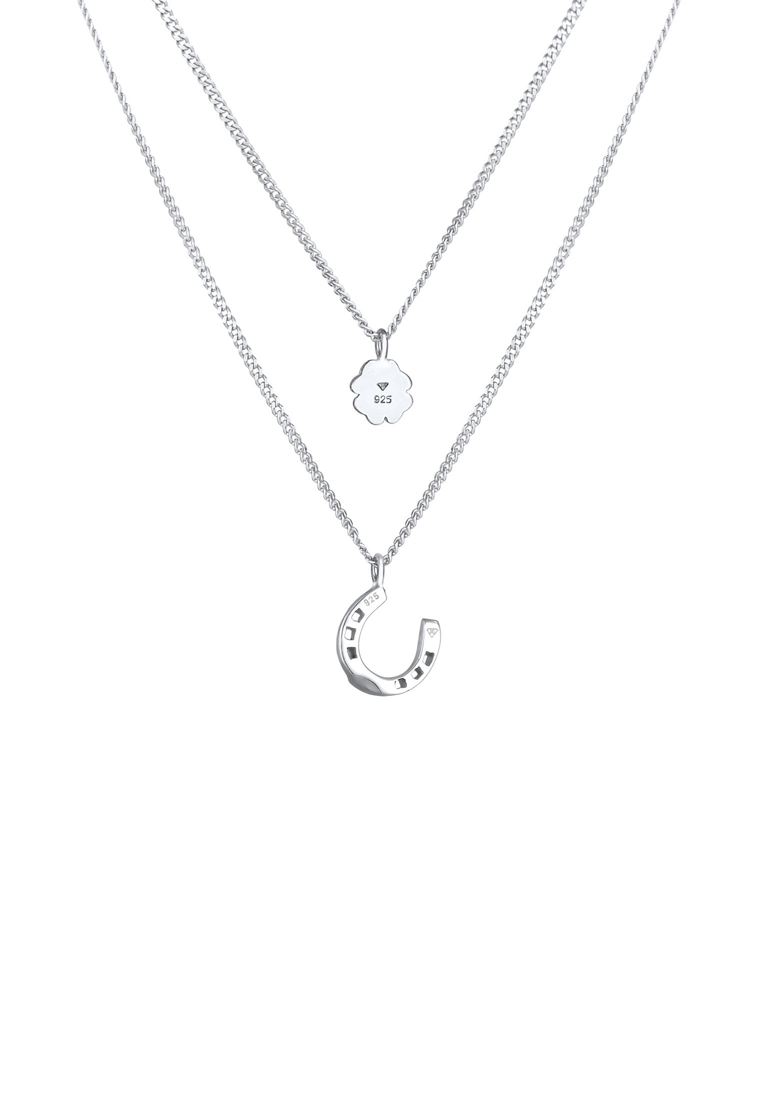 Nenalina Pendentif de trèfle en fer à cheval pour dames Talisman de la chance en argent sterling 925