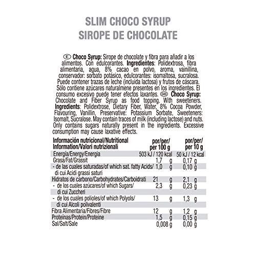 Slim Choco Syrup Sirup bez kalorija Više nutritivnih vrijednosti