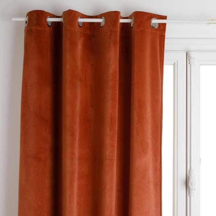 Rideau occultant velours rose terracotta 140x260cm - Atmosphera Créateur d'intérieur