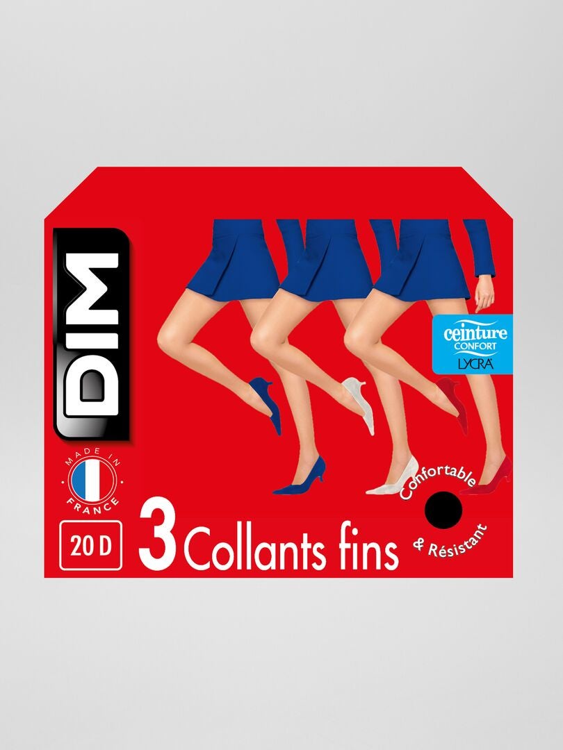 Conjunto de 3 meias-calças 'DIM' 20D - pretas