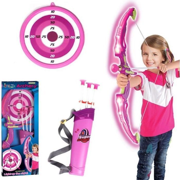 Set de tiro con arco infantil - Rosa - ABS - 63 * 25 * 5 cm - Incluye flechas, carcaj y diana.