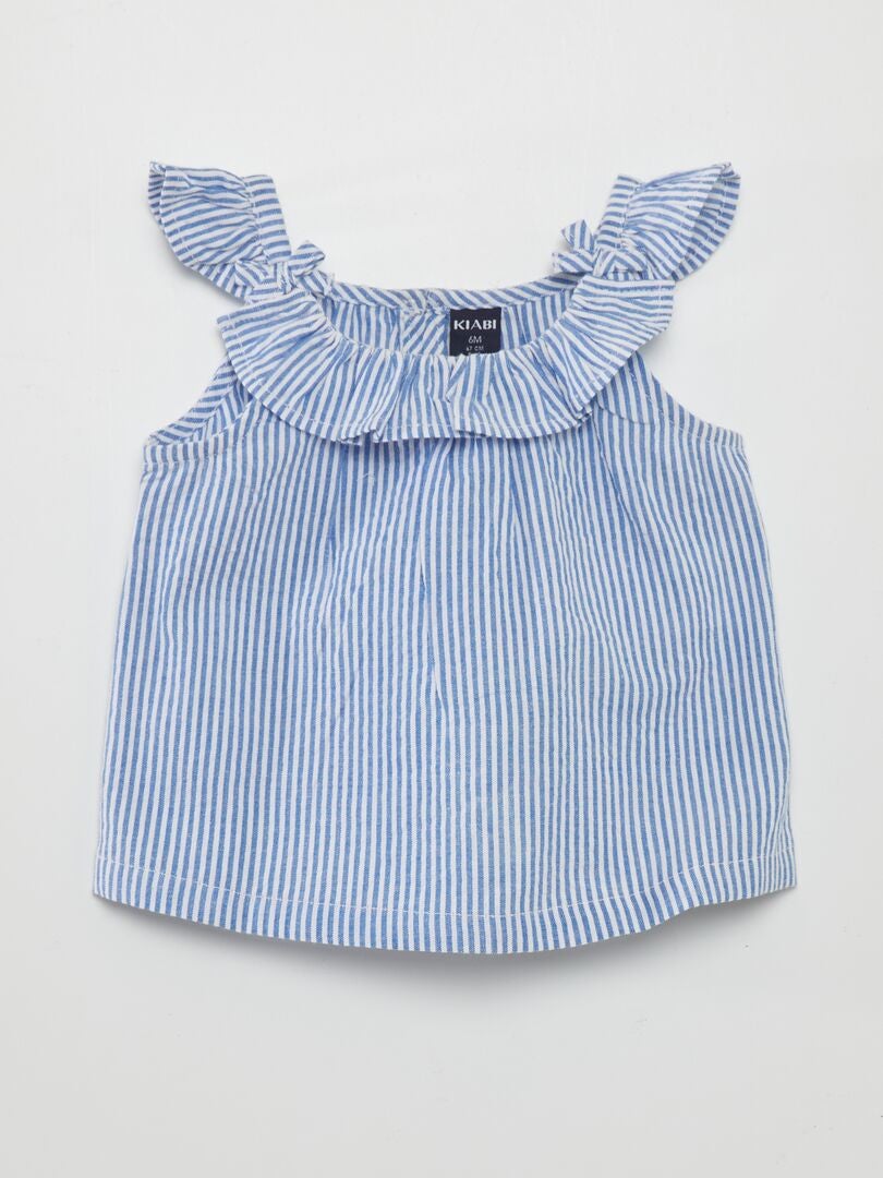 Top de rayas con volantes - AZUL