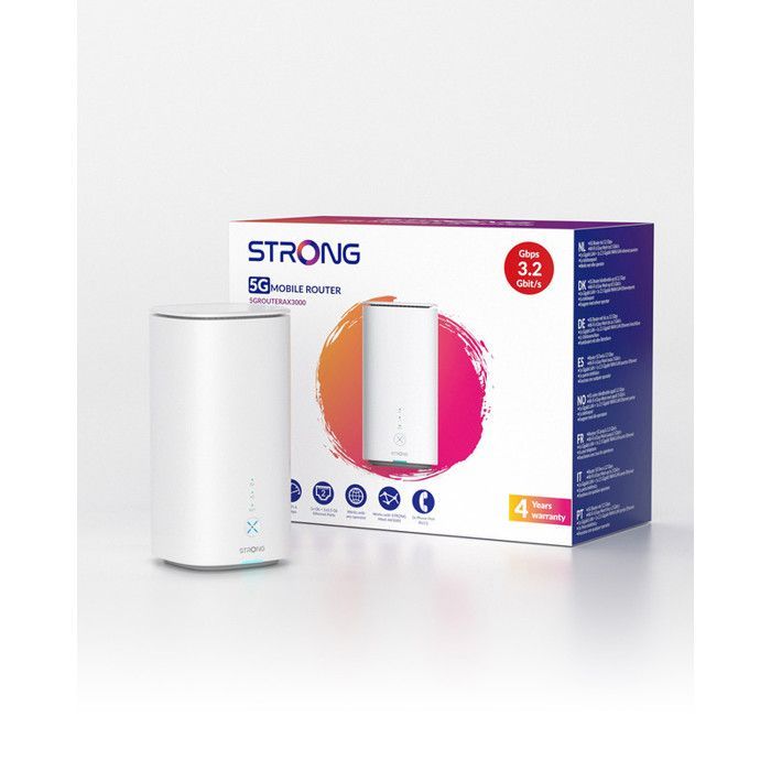STRONG - Modem Routeur 5G Wi-FI 6 AX3000 - Jusqu'à 3,2 Gbps - 2 x RJ45 1 Gbps + 2,5 Gbps -  Tout Opérateur - Jusqu'à 128 appareils