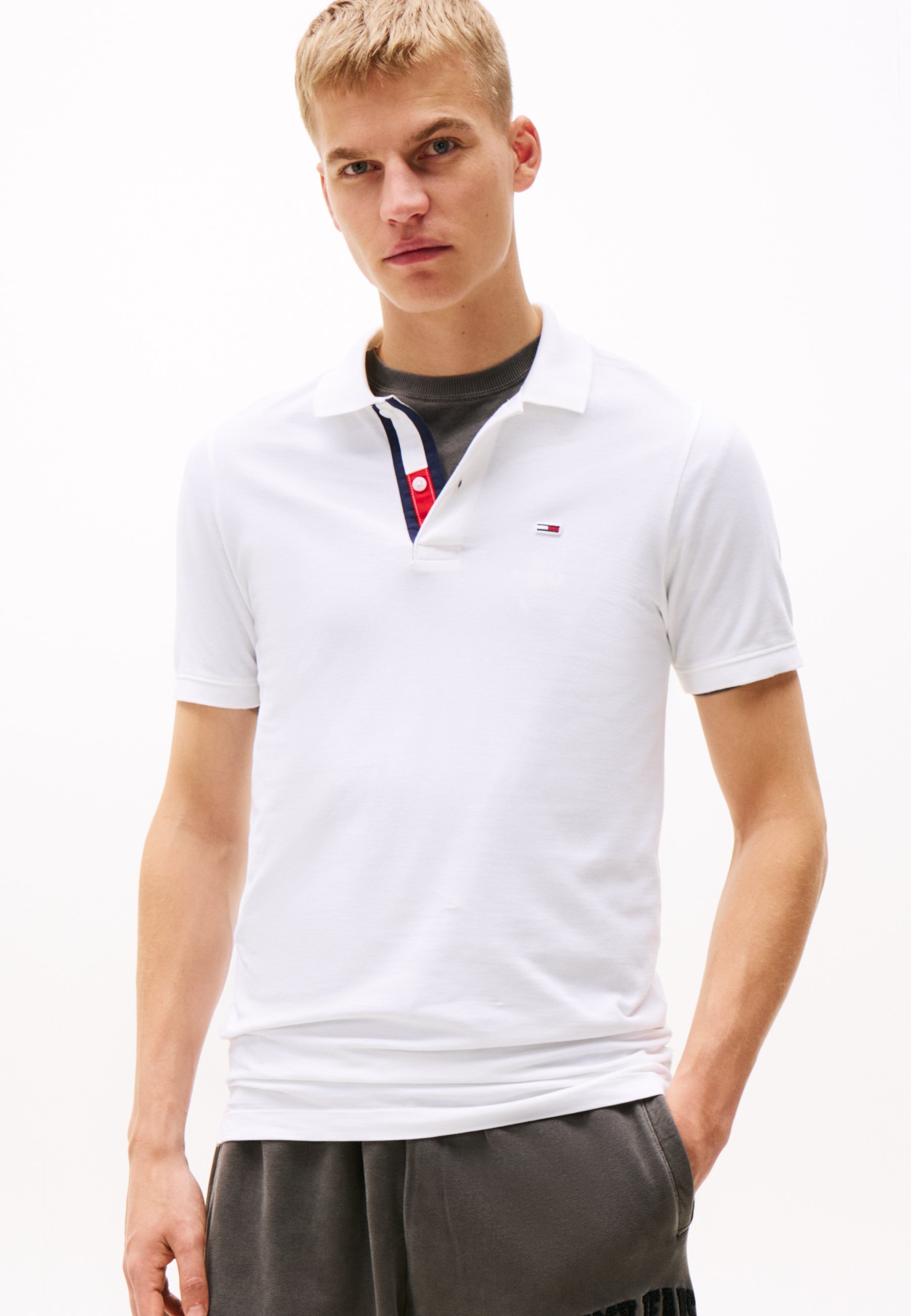 Polo Tommy Jeans ORIGINAL FINE SLIM FIT - blanc classique