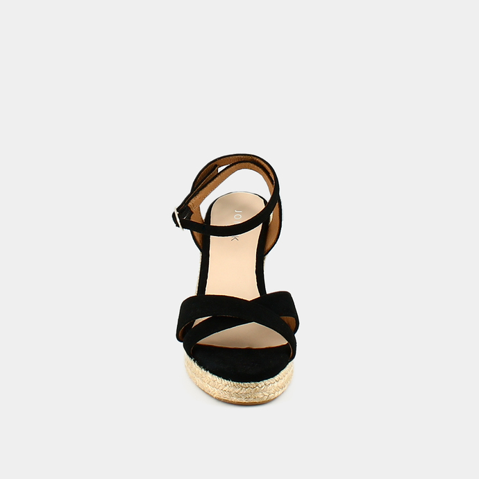 Espadrilles à talons hauts et brides  en croute noir