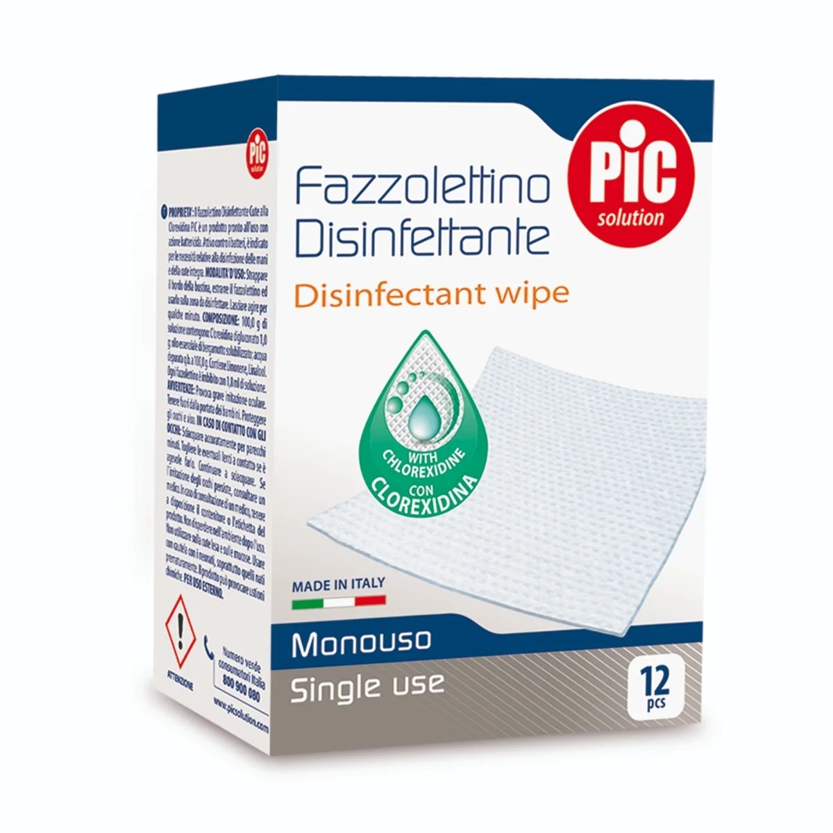 PIC Pic Solution Desinfektionstücher mit Chlorhexidin, 12 Stück