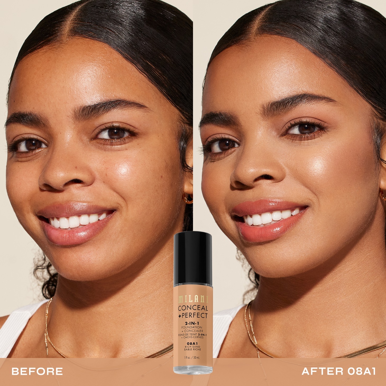 Milani Foundation 2-v-1 korektor + - 30 ml
