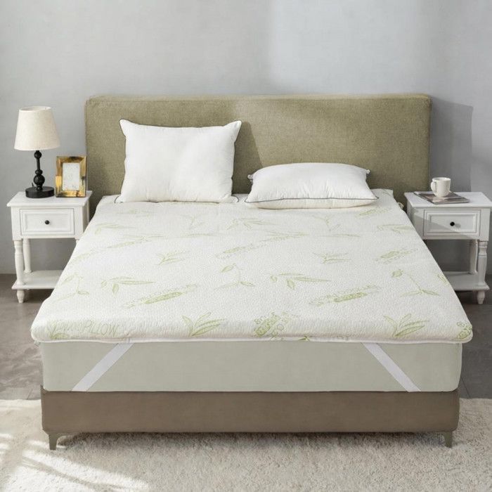 ALPES BLANC - Cubrecolchón de espuma viscoelástica 90x190 cm – Fibras viscoelásticas y de bambú – Confort ergonómico – Funda extraíble y lavable