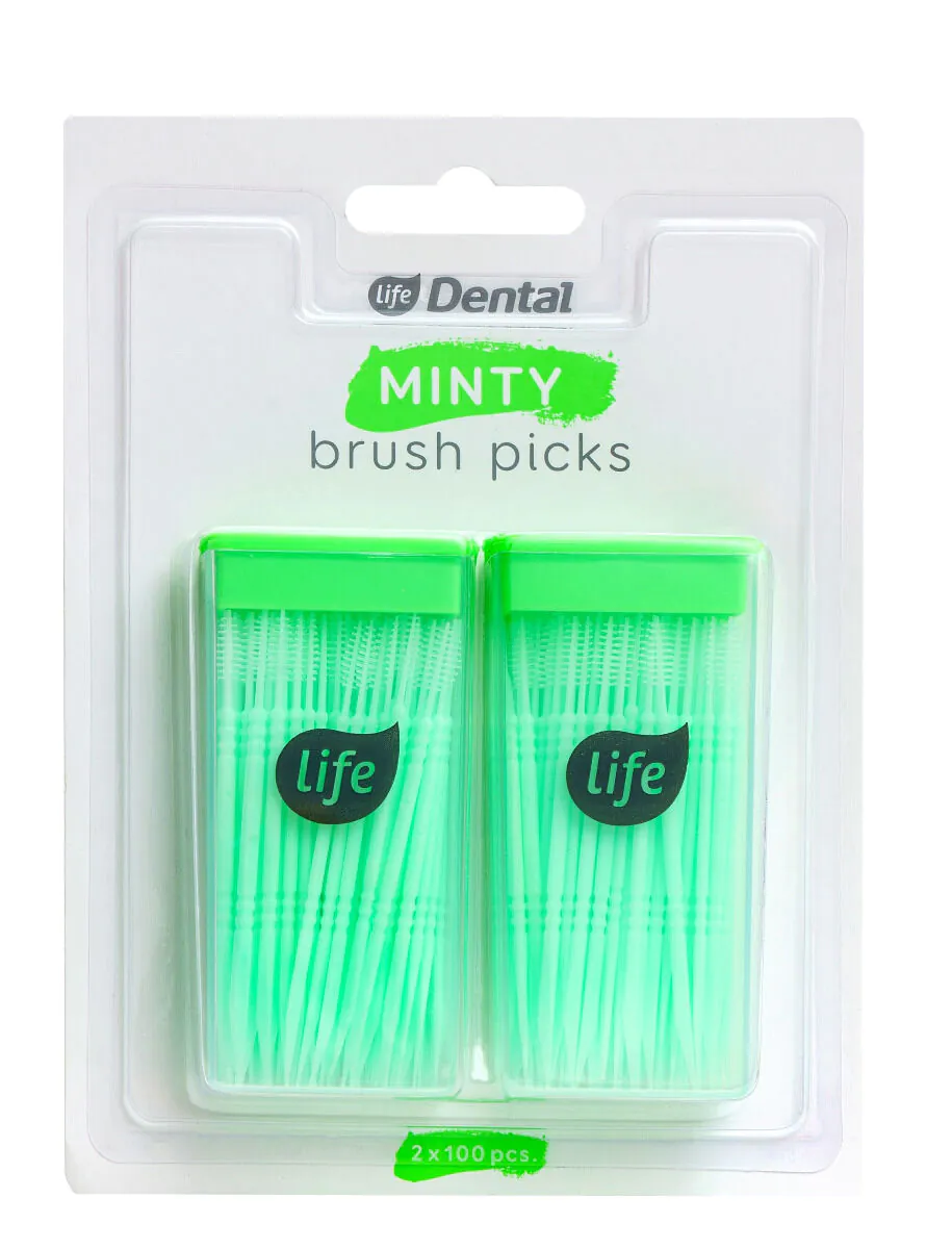 Life Dental Wykałaczki ze Szczoteczką Interdental Box Mint Double New