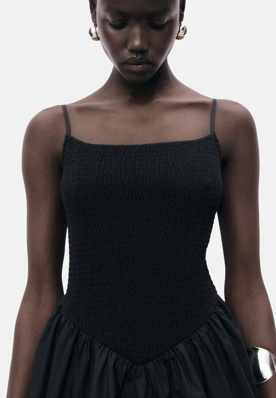 Robe en jersey noir Mango COMBINED GATHERED