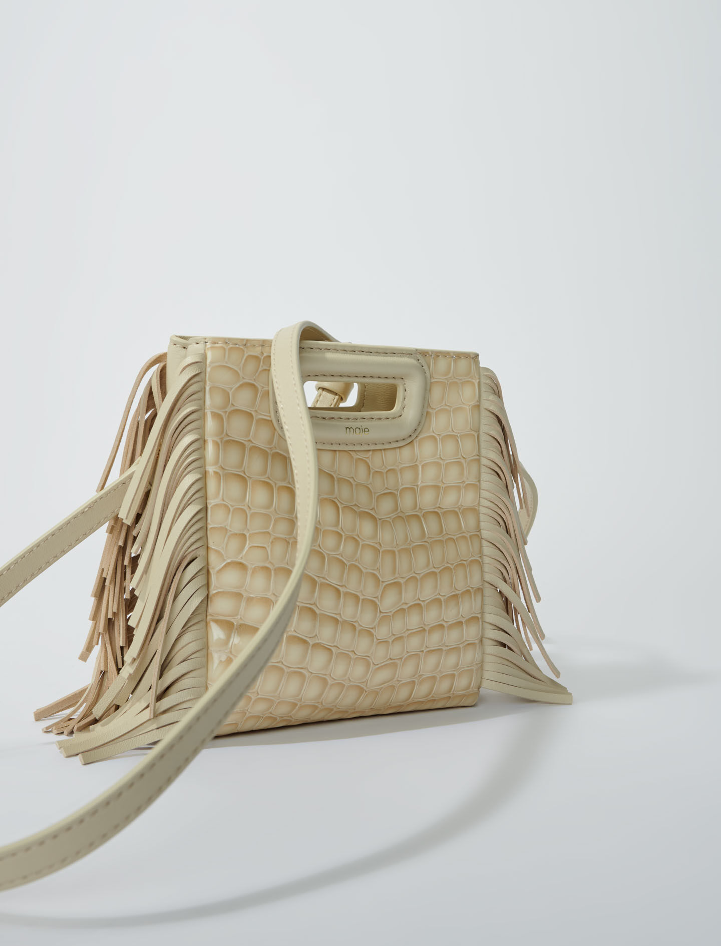 Mini tasje van krokodillenleer (maat M) - Glanzend beige