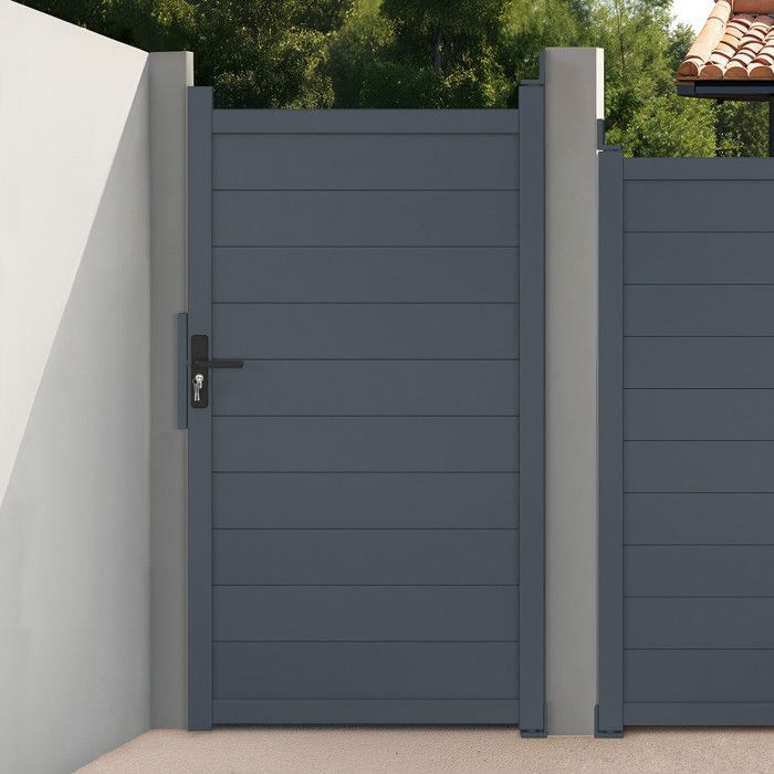 IDMARKET Portillon 100x180 cm en aluminium gris anthracite