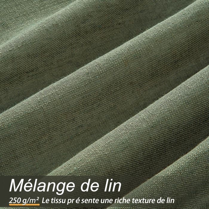 Topfinel Rideau Voilage Fenetre Semi-Transparent Avec Œillets Rideau Lin Vert Olive 140x240cm Rideau Occultant Thermiques Lot de 2