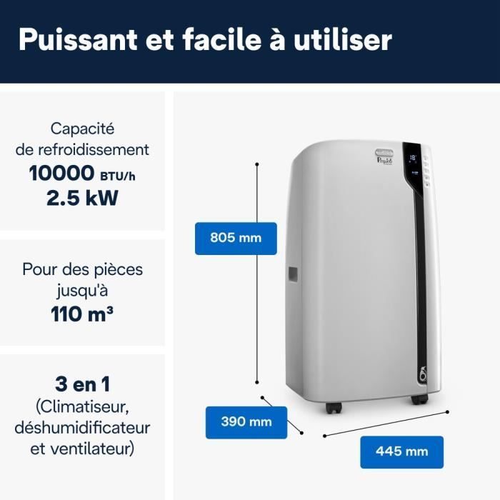 DELONGHI Aire acondicionado móvil - PAC EX100 SILENT - 2500W - 10000BTU/h - ClaseA++ - EER3