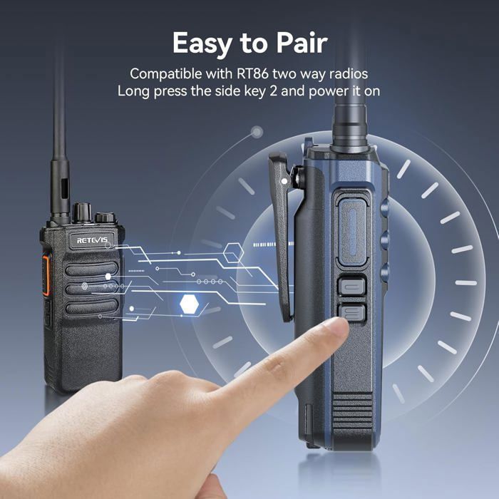 Walkie-talkie Retevis RT86A de largo alcance para adultos, 2500 mAh, llamadas grupales, alta potencia, profesional para seguridad y hoteles.