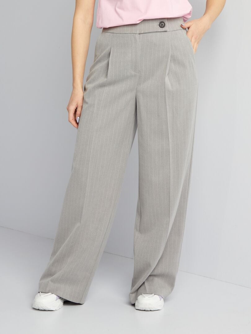 Flared/bootcut flanellen broek - GRIJS